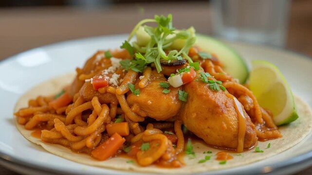  Chicken Tinga served authentically on a plate

