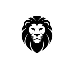 A majestic lion head, isolated on white background, showcases its powerful mane and piercing gaze, embodying strength and courage in a minimalist yet impactful design, perfect for logos
