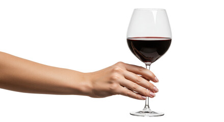 Woman's hand holding a glass of red wine isolated PNG with Transparent Background