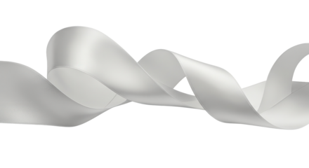 Elegant flowing silver ribbon isolated PNG with Transparent Background