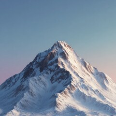 Snowy mountain peak against a pale, pastel sky.  A majestic, snow-capped peak dominates the image, with soft, light colors suggesting a sunrise or sunset. 