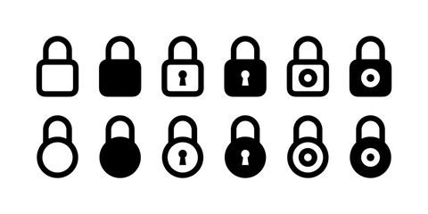Padlock Icons Set. Lock and Unlock Symbols
