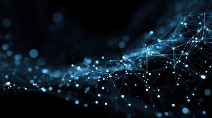 glowing blue network connections dark