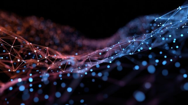 glowing network nodes abstract design - Powered by Adobe