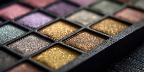 Fototapeta premium Luxury Eyeshadow Palette with Shimmer and Glitter Shades for Glamorous Looks