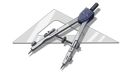 Architectural Drawing Tools: Compass and Triangle Illustration for Creative Design Work