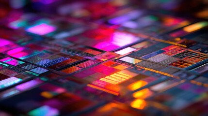 vibrant microchip circuit board detail