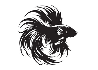 Betta fish logo silhouette vector illustration, betta fish silhouette vector logo design, aquarium betta fish silhouette vector logo, underwater betta fish logo silhouette vector on white background 