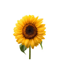 Obraz premium A vibrant sunflower adorned with sparkling water droplets on its petals