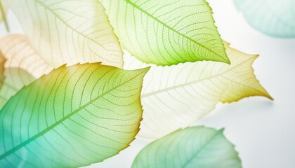 Obraz premium Elegant and delicate translucent leaf structures, showcasing the beauty of nature with subtle color gradients and intricate details