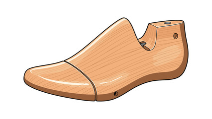 Elegant wooden shoe last for shoemaking design and craft industry illustration stock image