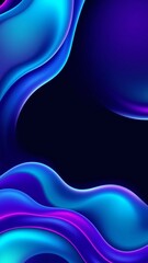 Abstract blue and purple liquid wavy shapes futuristic banner. Glowing retro waves vector background