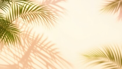 Gentle palm leaves creating a soothing shadow effect on a smooth surface, evoking a sense of calm and relaxation