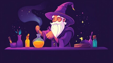 Wizard conducting experiment illustration
