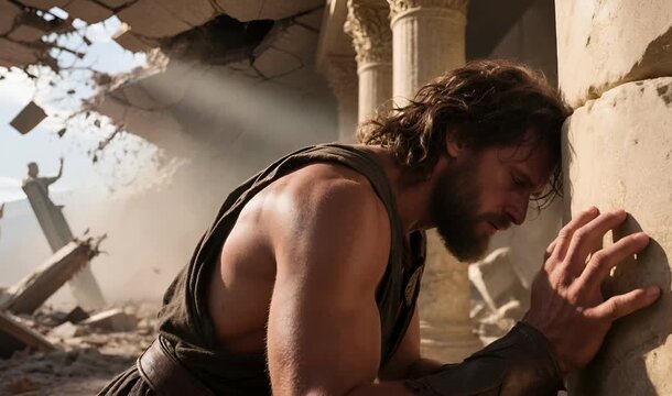 The Death of Samson, Pillars Destroyed and Strength Restored as His Hair Regrows