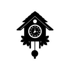 black silhouette of a cuckoo clock ornament  vecto