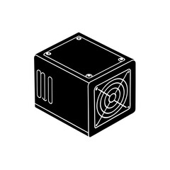 black silhouette of a computer power supply unit  