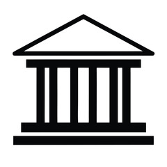 Minimalist vector icon of a classical bank