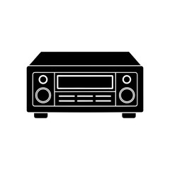 black silhouette of a home theater receiver  front