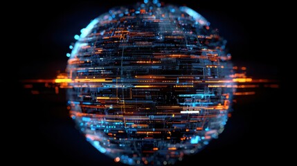 glowing digital sphere abstract art