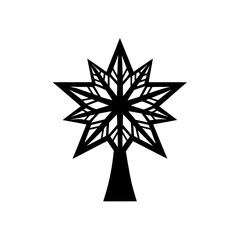 black silhouette of a large star tree topper  vect