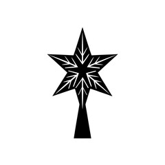 black silhouette of a large star tree topper  vect
