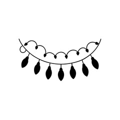 black silhouette of a looping string of christmas 