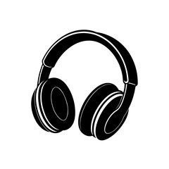 black silhouette of a pair of over ear headphones 