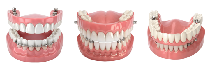 Set of dentures isolated on transparent background