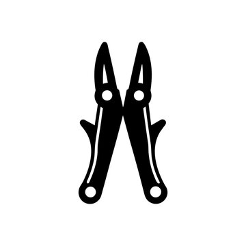 black silhouette of a pair of alligator clips  vec