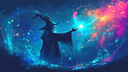 Wizard performing magic