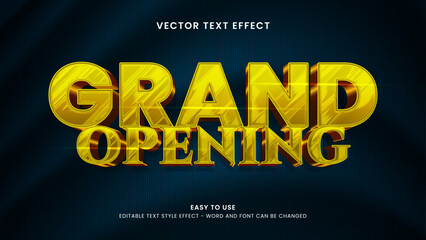 editable text effect grand opening gold 3d style premium vector 