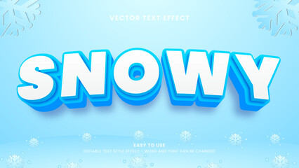 editable text effect snowy 3d style premium vector 