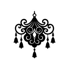 black silhouette of a victorian style ornament wit