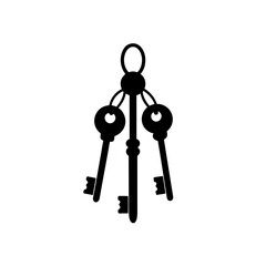 black silhouette of keys hanging on a hook  one wi
