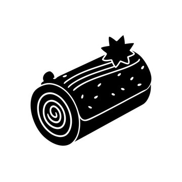 black silhouette of a yule log  b che de no l  cak