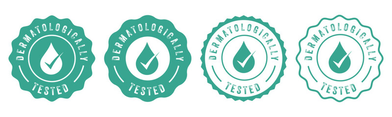 Dermatologically Tested Badge Seal Icons in Green Round Design