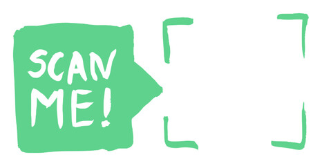 Qr Code Scan Me Frame Ink Pen Drawing Style Vector