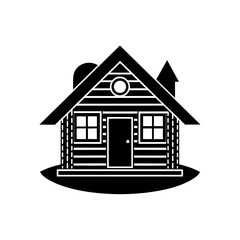 wooden lodge house silhouette icon