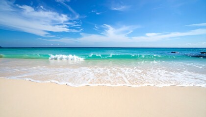 Fototapeta premium Pristine beach scene, turquoise waves