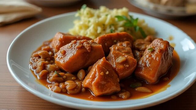  Cuban Mojo Pork served authentically on a plate
