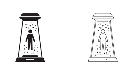 Alien abduction icon in outline and filled style