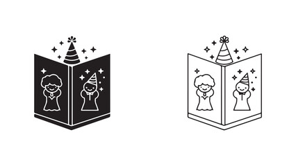 Book with children celebrating with transparent background