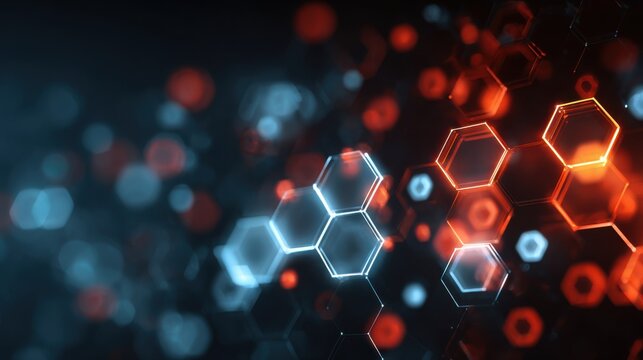 glowing hexagons abstract network design