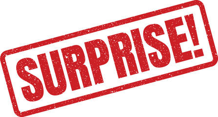 Distressed surprise rubber stamp impression with exclamation point, for print projects, gifts