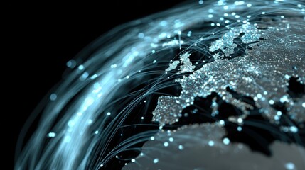 glowing earth global network connections