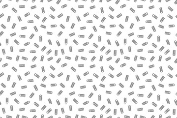 Coloring page of seamless pattern with push pins, paper clips and thumbtacks. For entertaining kids, back to school, education black and white printable design, DIY craft activity, educational concept