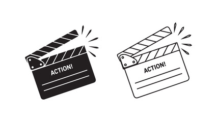 Film clapperboard action icon with transparent background