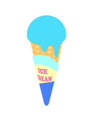 アイスクリーム　ミント　コーン　アイス　イラスト