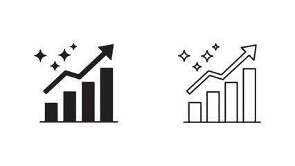 Growth chart icon with rising arrow and stars